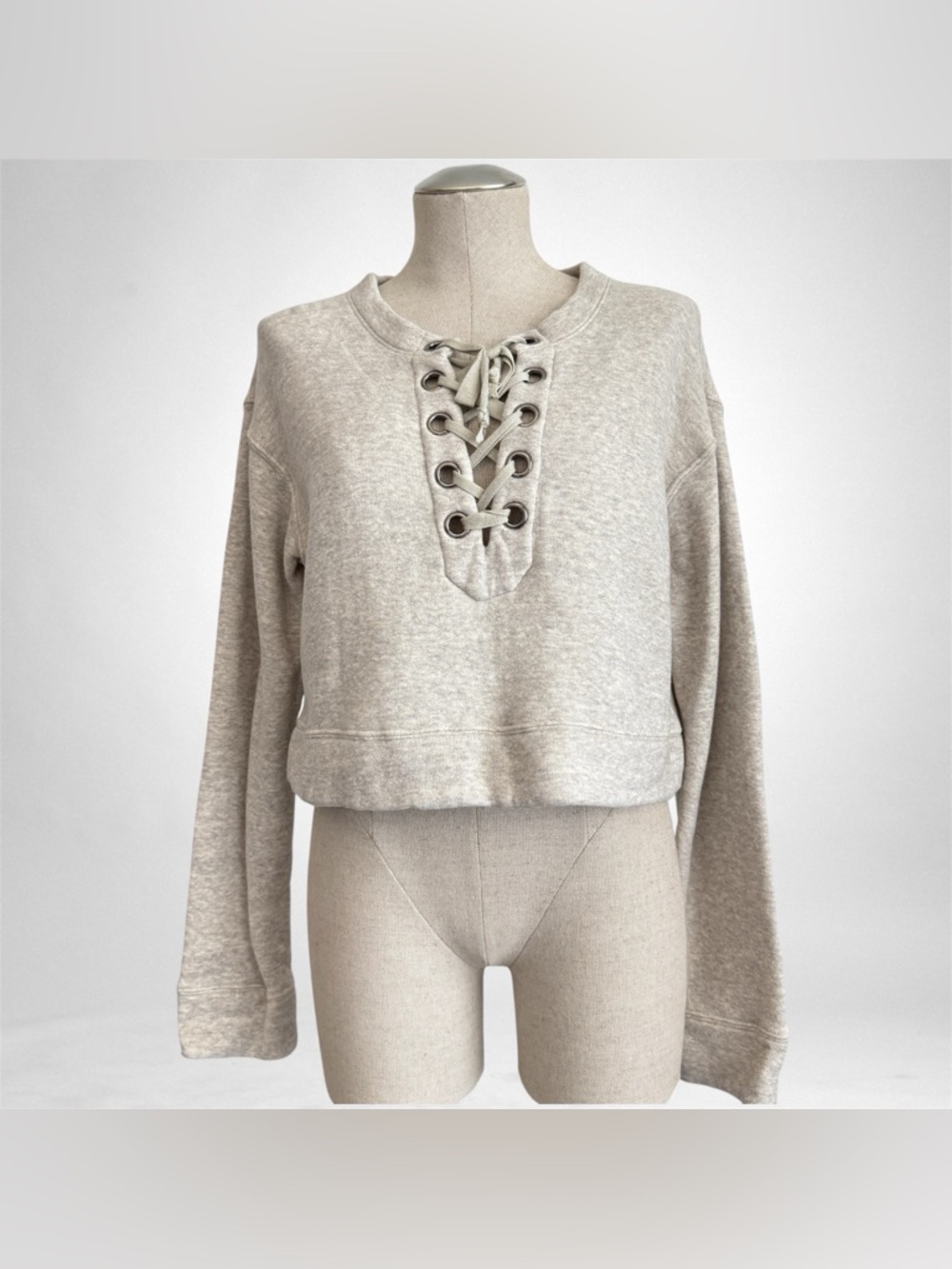 Mother “The Tie Up” Easy Crop Sweatshirt | Beige | Size L